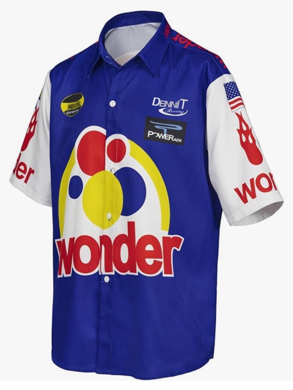 New Logo Blue Large Men's Racing Button-Up Shirt Ricky Bobby Talladaga Nights